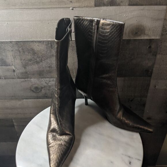 Cole Haan Metallic Snakeskin Boots 9B - Picture 7 of 11